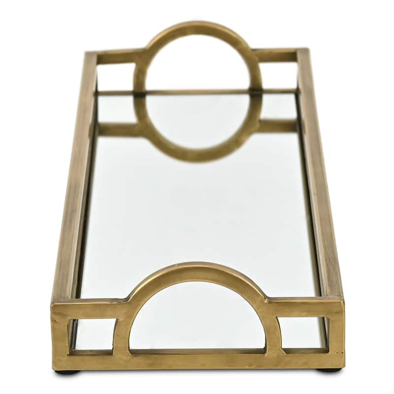 Verena Slim Rectangular Mirrored Tray - Gold