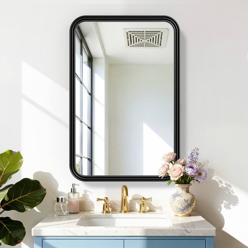 Dovelina Medicine Cabinet Wall-Mounted Cabinet with Magnetic Doors - 35.4*23.6 - Black