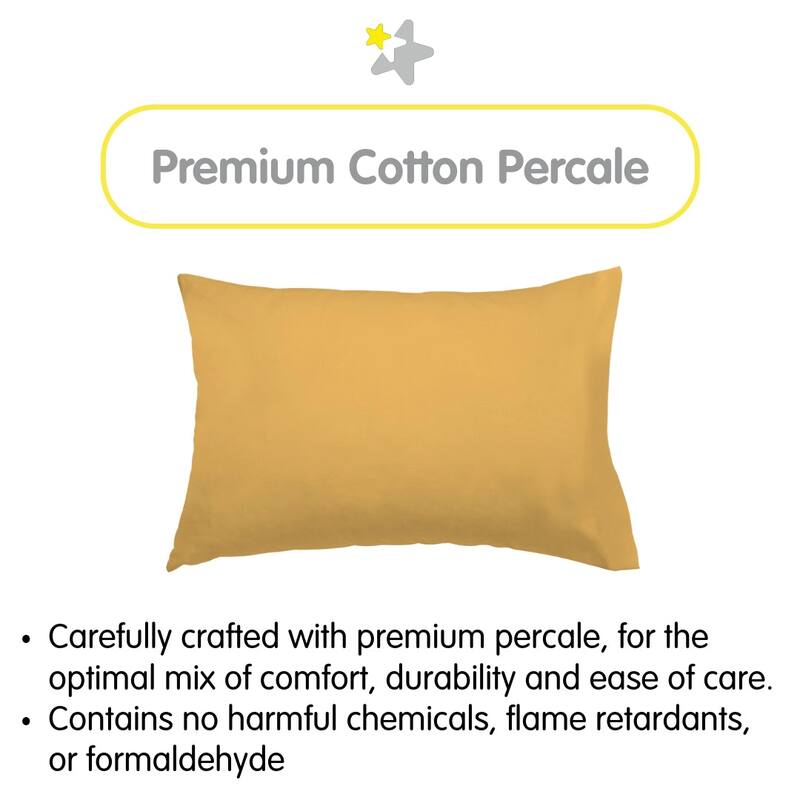 BreathableBaby Cotton Percale Pillowcase, For 13" x 18"/33 x 46 cm Toddler Pillow, Solids (2-Pack)