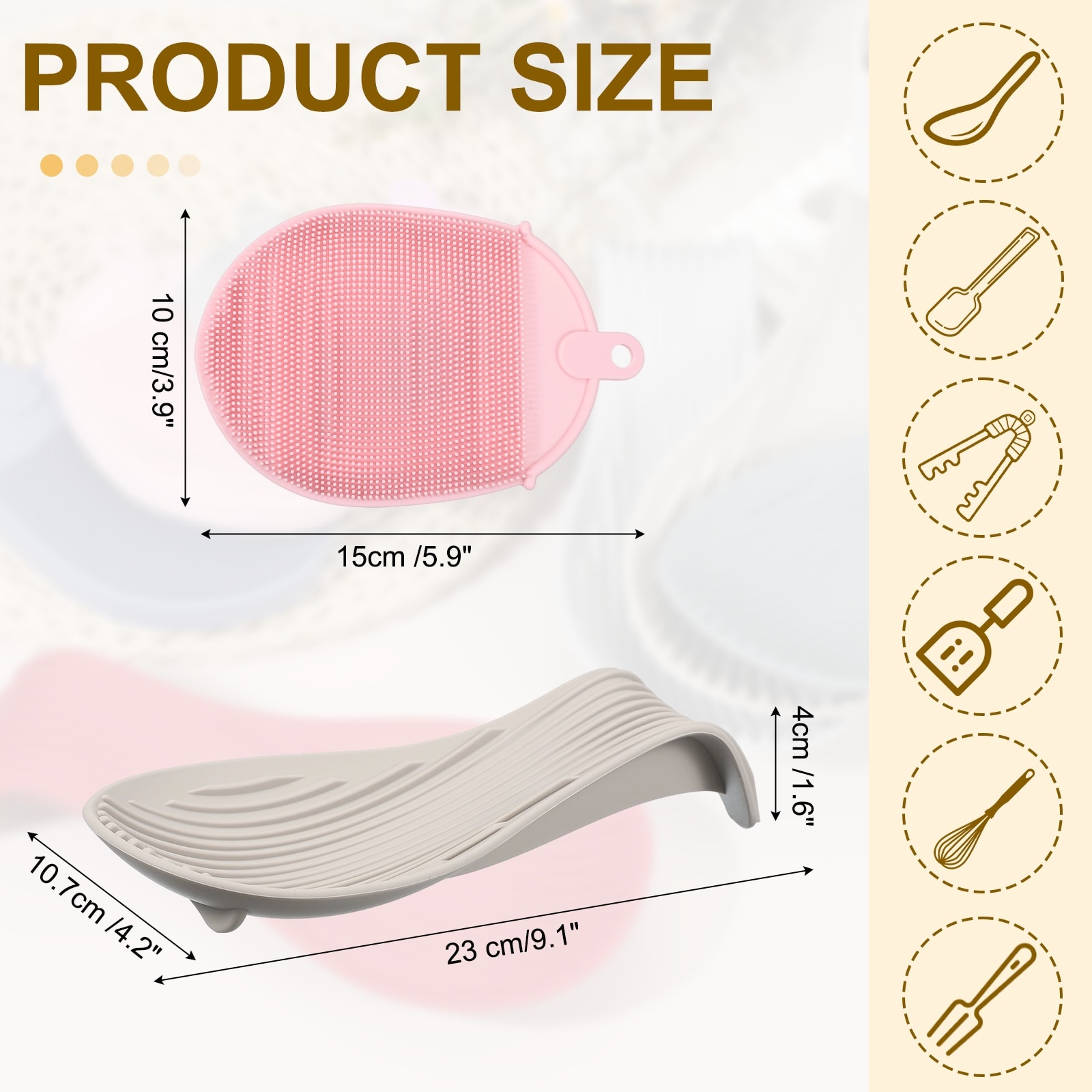 Silicone Spoon Rest for Stove Top, Silicone Spoon Holder for Spatula - 1 inch