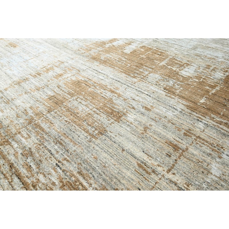 Hand Knotted Oushak 100% Wool Modern Oriental Area Rug Gray, Beige - 7' 7'' x 9' 11''