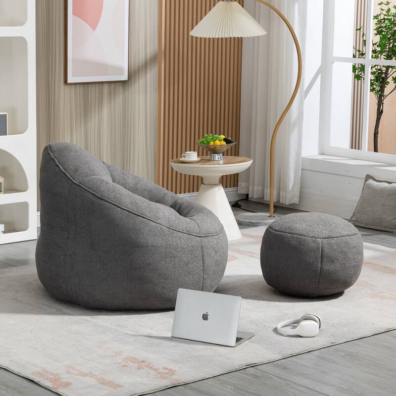 Roomfitters Bedding Bean Bag Sofa Chair - High Pressure Foam Bean Bag Chair for Adults with Padded Foam Padding and Footrest