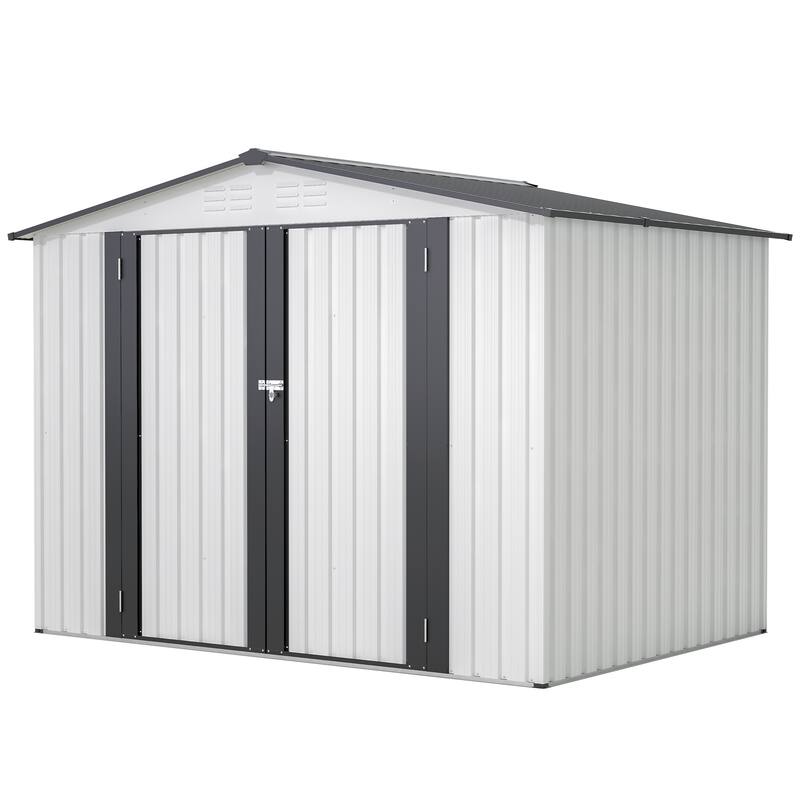 GDFStudio - Eleanor Spacious Outdoor All-Weather Metal Storage Shed with Secure Double Doors - 8 x 6 ft