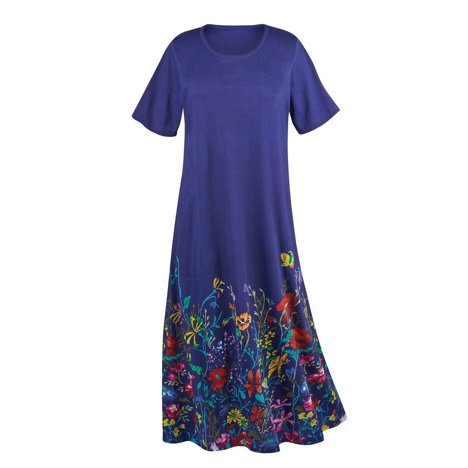 Shop La Cera Women S Wildflowers T Shirt Dress Long Royal Blue