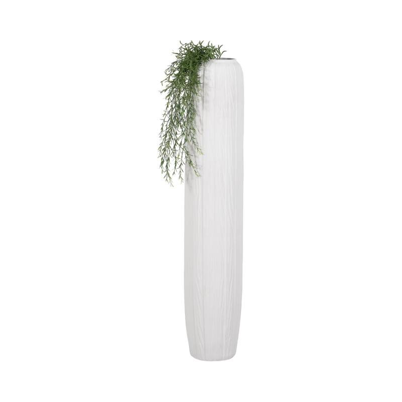 Ceramic Modern Rough Cylinder Floor Vase - White, 48"