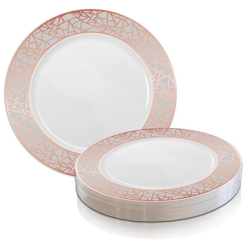 Shiny Mosaic Rim Disposable Plastic Plate Packs - Party Supplies