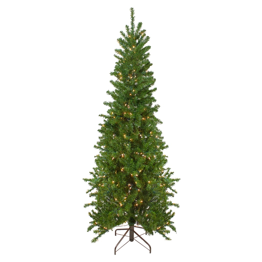Pre-Lit Pencil Canadian Pine Artificial Christmas Tree - 7.5' - Clear Lights