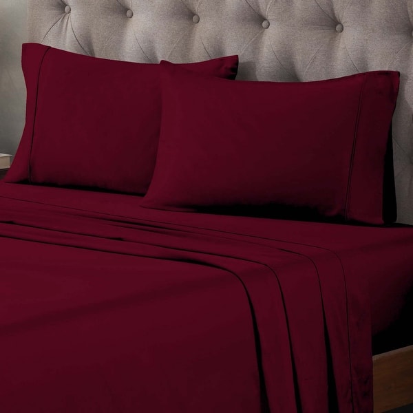 slide 2 of 5, Superior Egyptian Cotton 400 Thread Count Solid Deep Pocket Bed Sheet Set Burgundy - California King