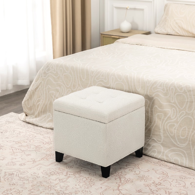Adeco Bonded Leather Square Tufted Cubic Cube Storage Ottomans
