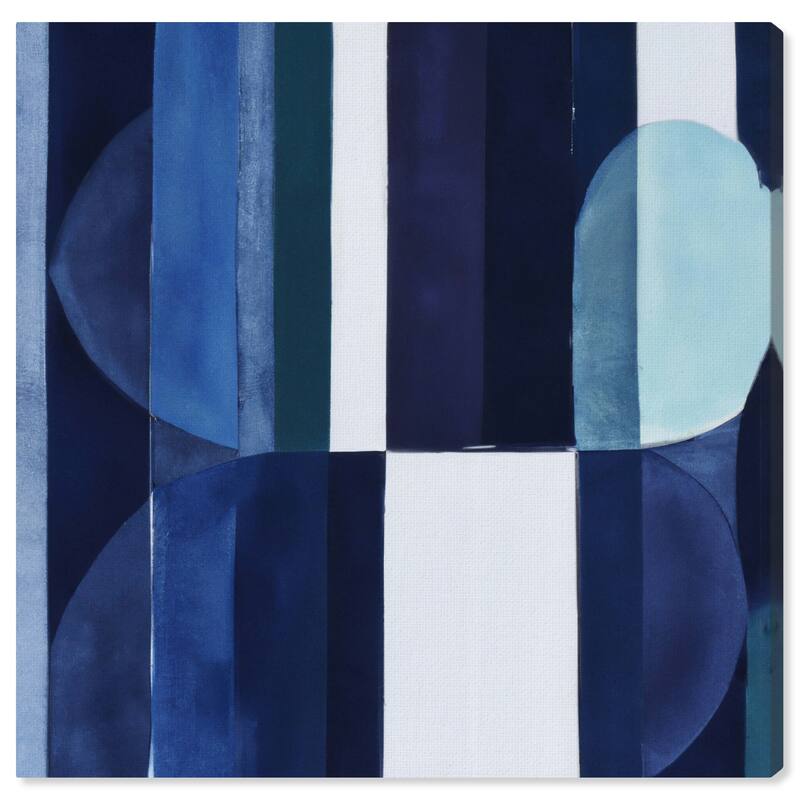 Wynwood Studio Abstract Blue Stripes Blue and Dark Blue Mid-Century Modern Wall Art Canvas Print