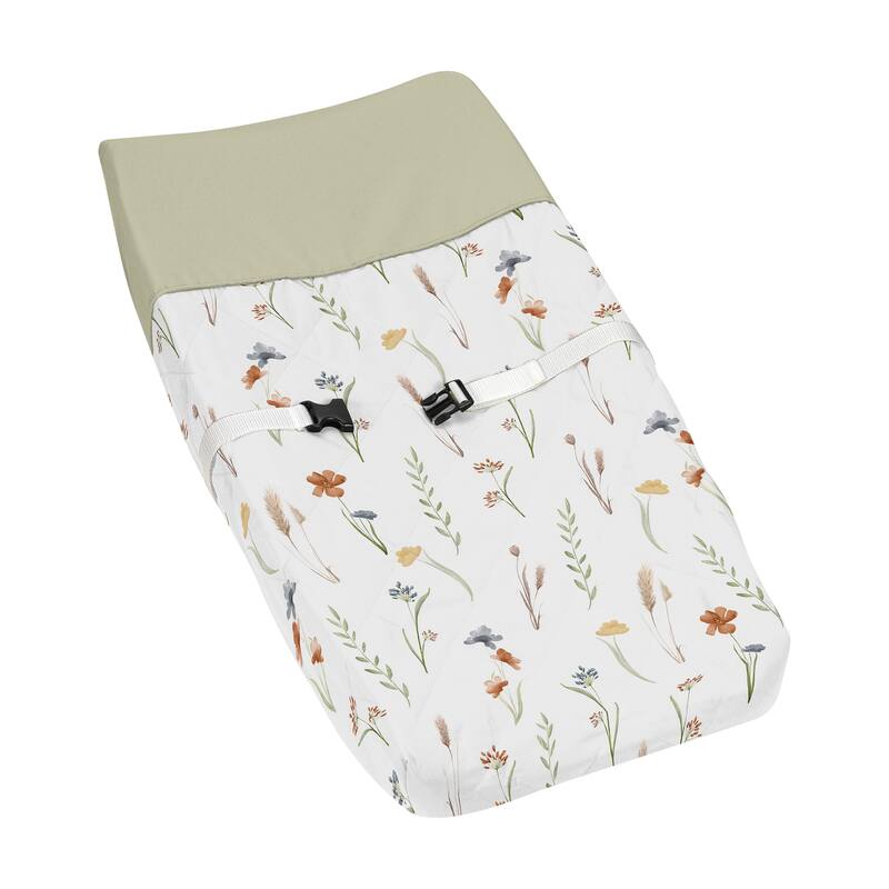 Sweet Jojo Designs Boho Floral Garden Flower Girl Changing Pad Cover Sage Green Watercolor Bohemian Floral Farmhouse Vintage