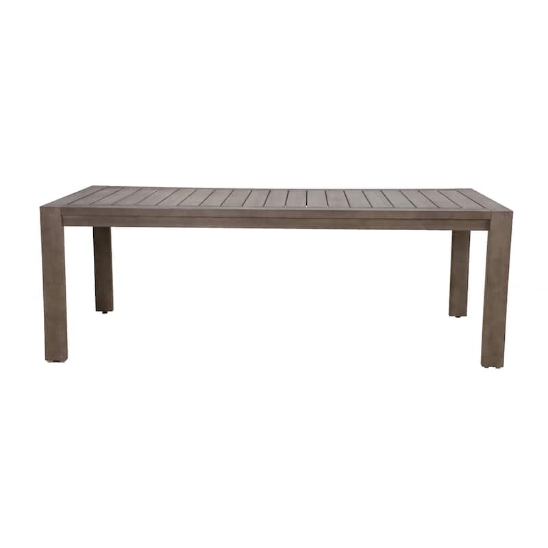 Neji 87 Inch Dining Table, Burnt Brown Eucalyptus Wood Frame, Plank Top