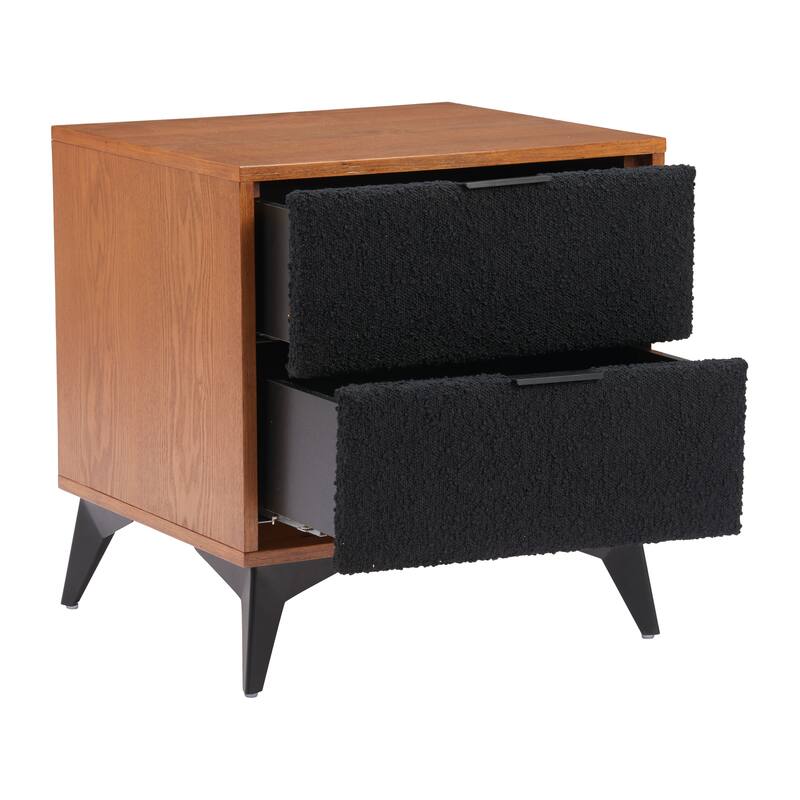 Zarif Nightstand Black & Walnut