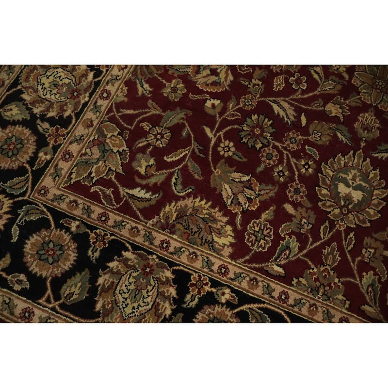 Hand Knotted Oriental 100% Wool Carpet Traditional All-Over Red Agra Area Rug - 7' 10'' X 7' 11''