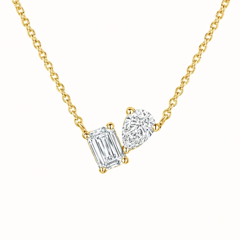 Auriya 14K Gold Lab Grown Toi Et Moi Diamond Pendant Necklace 1.90ct. tw. (F-G VS) - Yellow