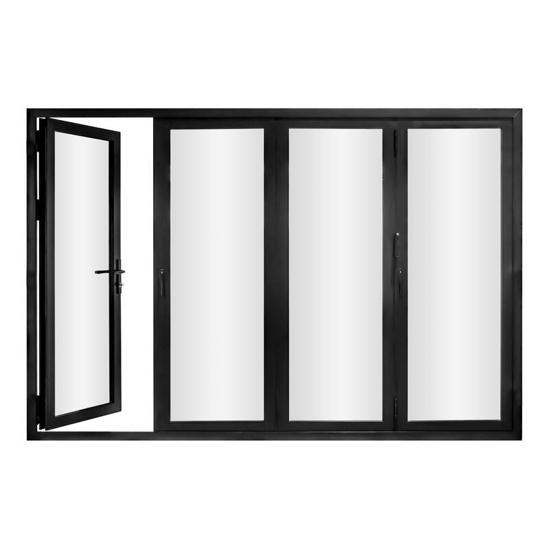 KaMic 120" x 80" 4-Panel Aluminum Patio Folding Door Right to Left-Outswing