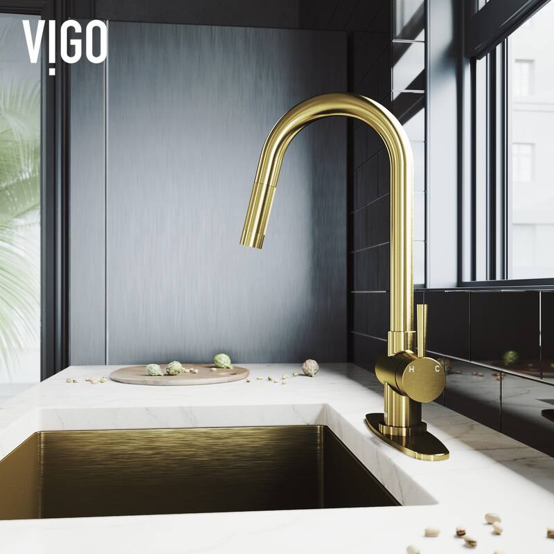 VIGO Gramercy 17" H Single Handle Pull-Down Spout Kitchen Faucet