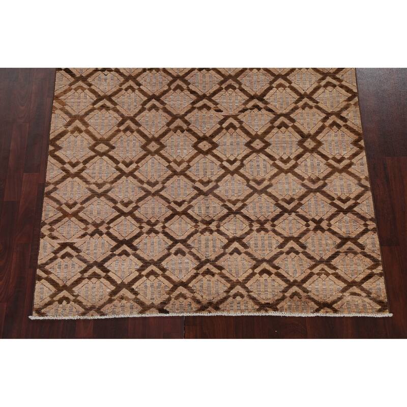 Geometric Gabbeh Kashkoli Oriental Area Rug Wool Hand-knotted Carpet - 5'7" x 7'9"