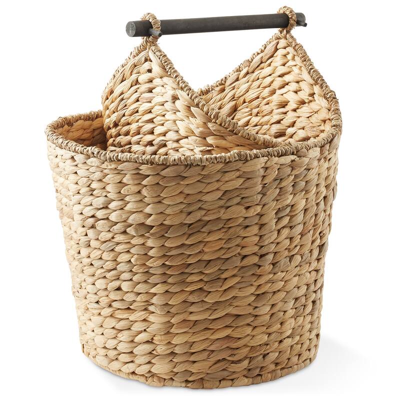 Toilet Paper Roll Holder Magazine Storage Basket Wicker Bathroom - Natural