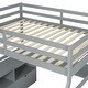 preview thumbnail 56 of 83, Wooden Loft Bed with 7 Storage Drawers and Bulit-in Desk, Twin/Full Size Loft Bedframe with Storage Shelves and Cabinet