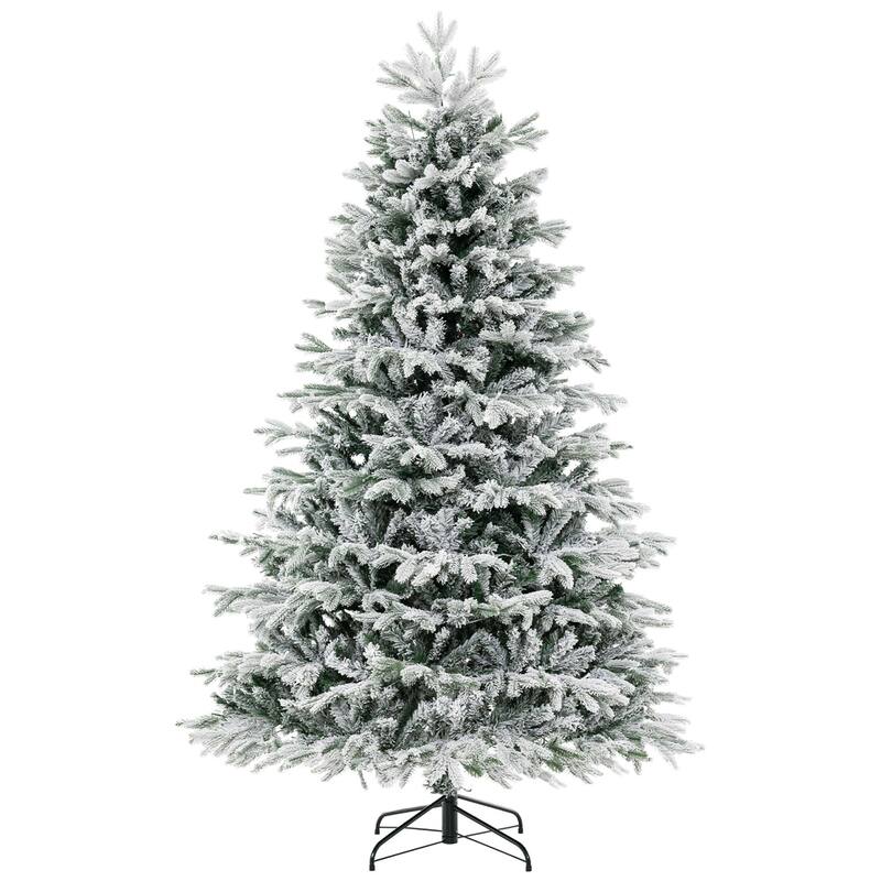 Costway 4.5 FT/6FT/7FT Pre-Lit Christmas Tree Snow Flocked Hinged Xmas