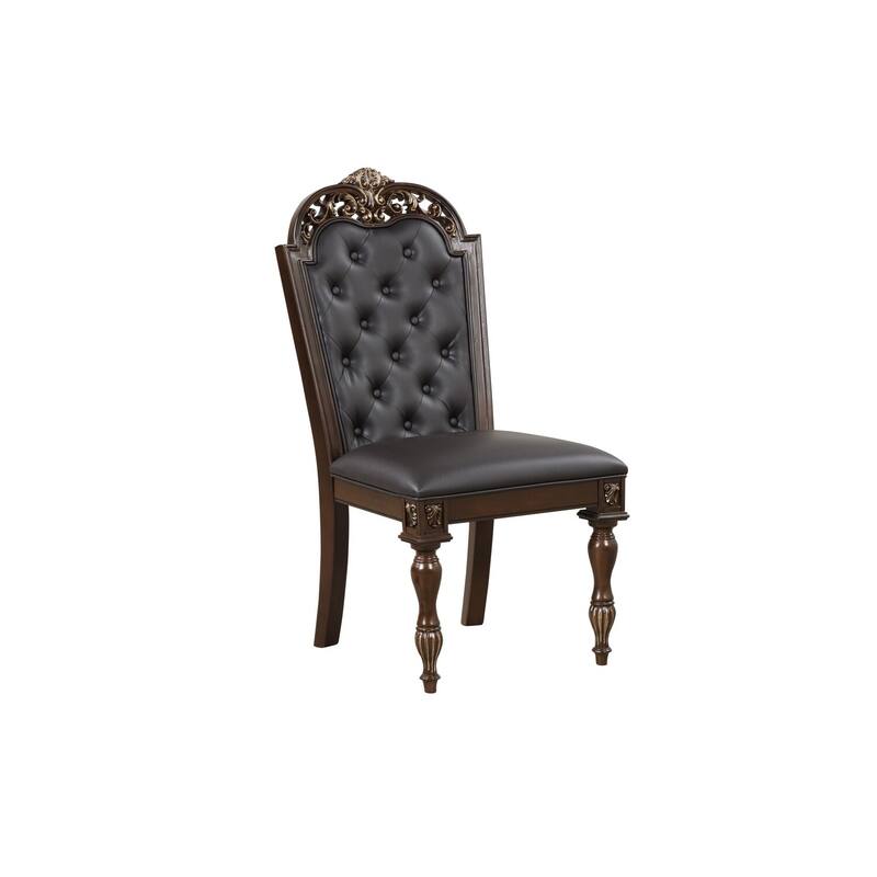 Brown/Black Faux Leather Upholstered Metal Frame Dining Chair, Sturdy Dining Chair for Dining Rooms - 20.5