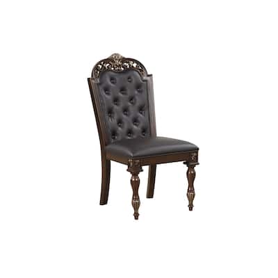Brown/Black Faux Leather Upholstered Metal Frame Dining Chair, Sturdy Dining Chair for Dining Rooms - 20.5