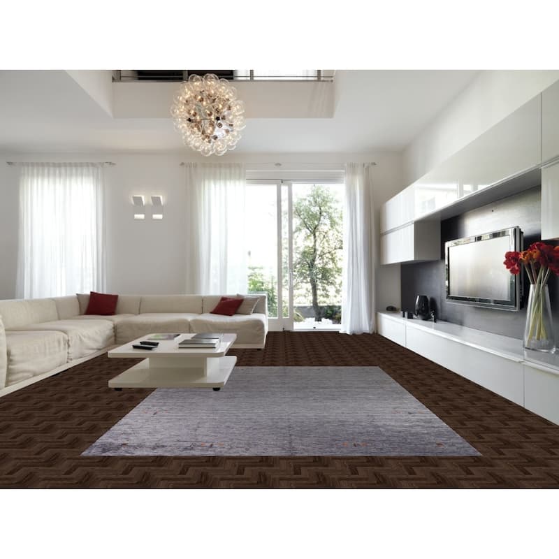 Hand Knotted Oriental 100% Wool Carpet Tribal Tribal Navy Blue & Blues Gabbeh Area Rug - 12' 1'' X 9' 1''