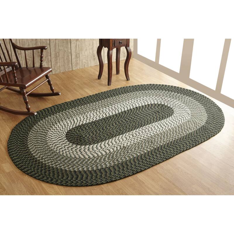 Better Trends Alpine Braid 100% Polypropylene Stain-resistant & Double-Sided Reversible Durable Indoor Area Utility Rug - 88" x 112" Oval - Hunter Stripe
