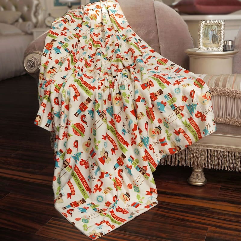Printed Microplush Novelty Throw - Christmas/X-Mas