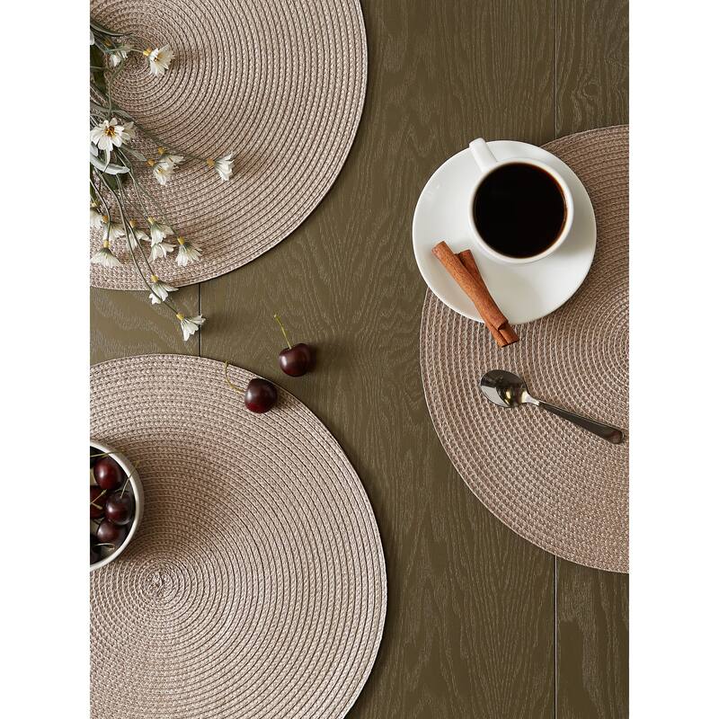 DII White Round PP Woven Placemat Set of 6