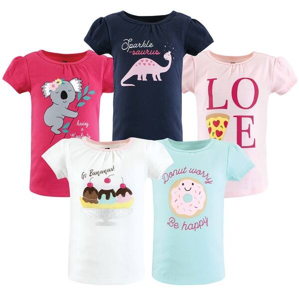 slide 1 of 1, Hudson Baby Girl Short Sleeve T-Shirts, Ice Cream Dino Ice Cream Dino - 2T