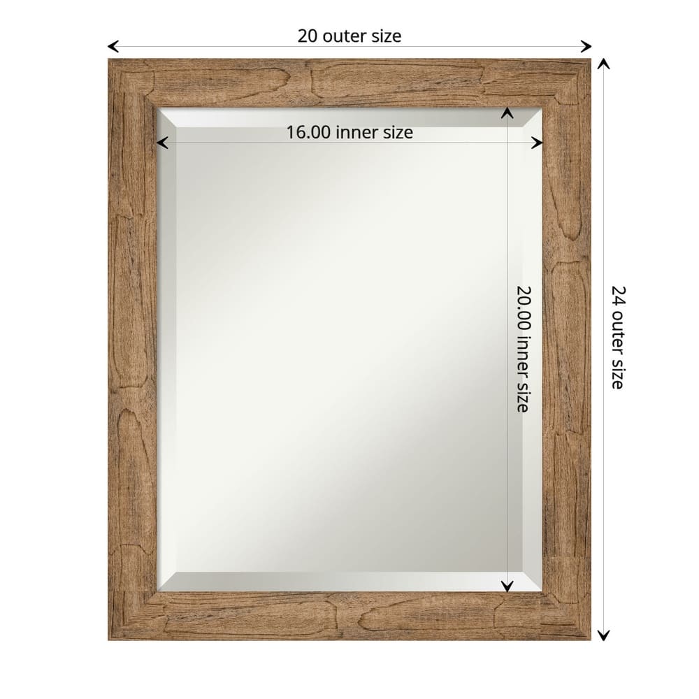 Beveled Wood Wall Mirror - Owl Brown Narrow Frame