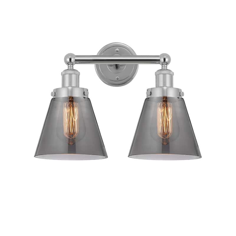 Innovations Lighting 616-2W-10-16 Cone Vanity Cone 2 Light 16" Wide - Polished Chrome / Plated Smoke