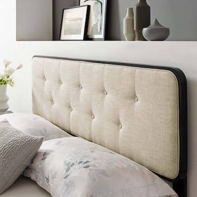 Collins Tufted King Fabric and Wood Headboard