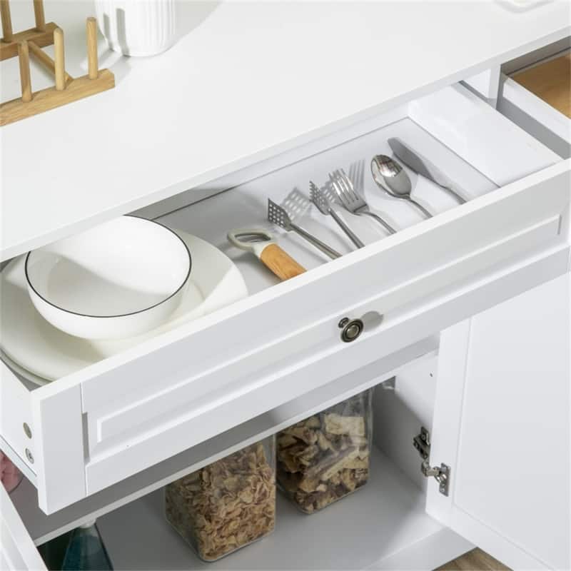 MDF Sideboard with Drawers and Cabinets for Kitchen Dining Living Room Storage - 45.25" W x 15.5" D x 32" H