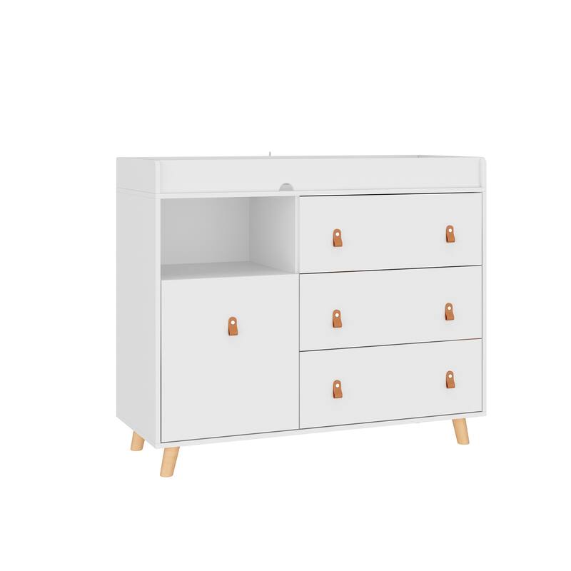 Baby Changing Table Dresser Nursery Dresser Chest White/Grey/Oak