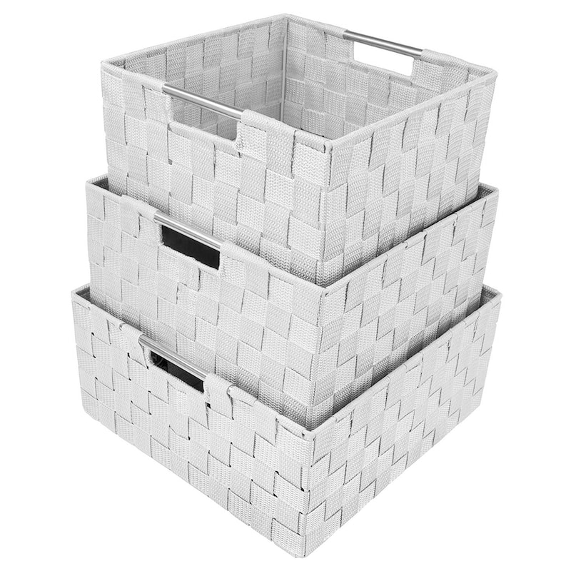 Double Woven Basket Bin Set (3 Pack) - 12.50'' x 12.50'' x 6''
