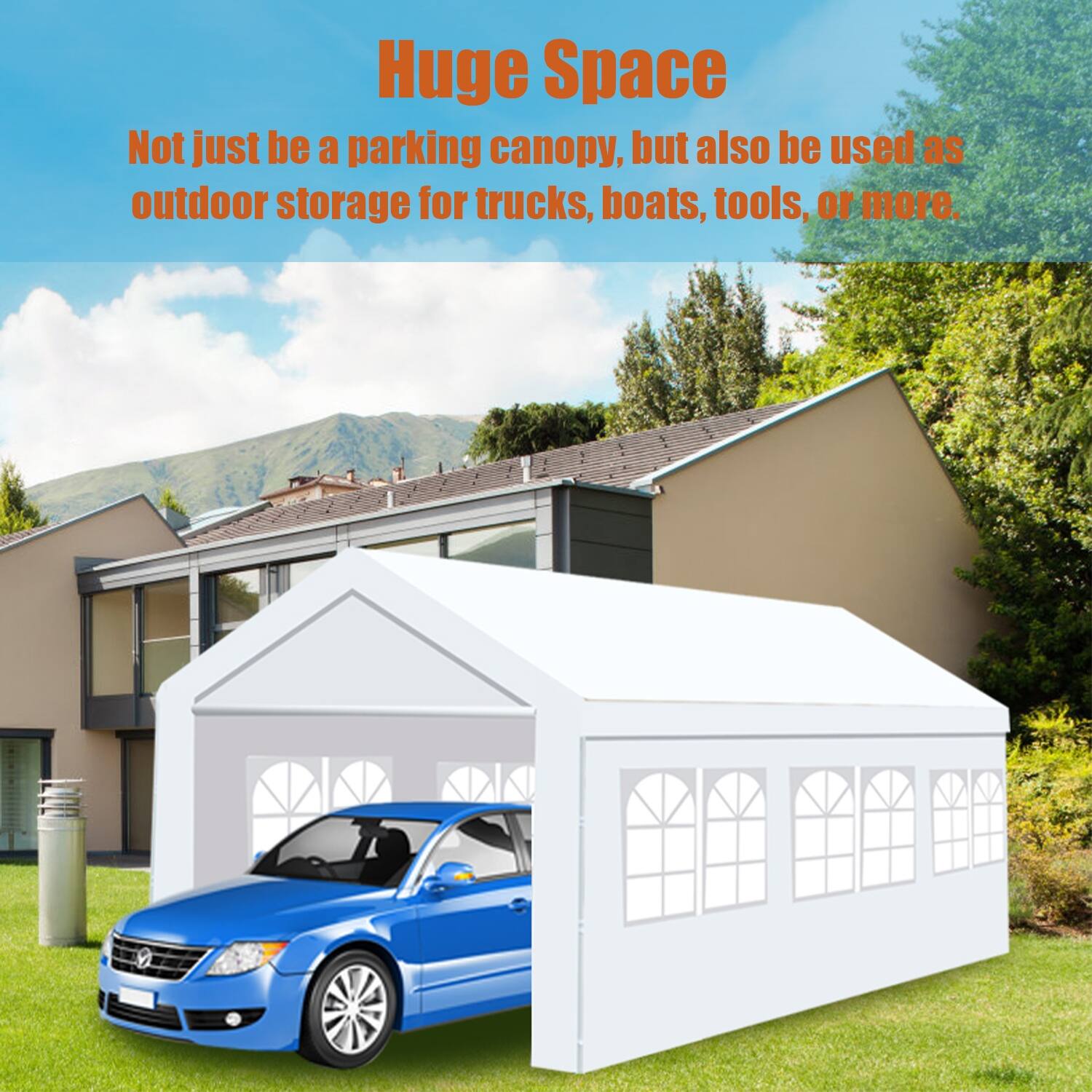 10 ft. x 20 ft. Heavy Duty Outdoor Carport Garage Canopy Gazebo Party Shelter Tent Bed Bath