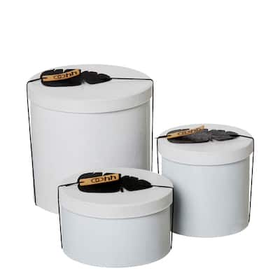 Set of 3 Rcycld Paper Canisters wLids Grey- A