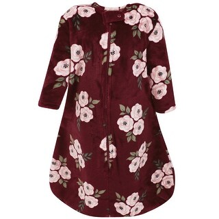 Hudson Baby Infant Girl Plush Sleeping Bag, Sack, Blanket, Long-Sleeve Burgundy Floral
