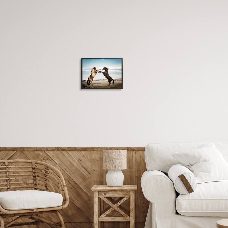 Stupell Fighting Horses Photography Framed Giclee Art Design by PBurchettePhoto