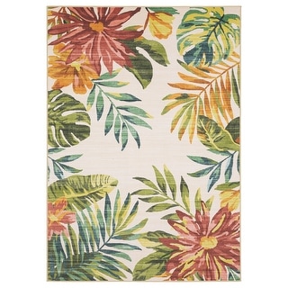 Style Haven Flores Tropical Beige/Multi Indoor-Outdoor Washable Rug ...