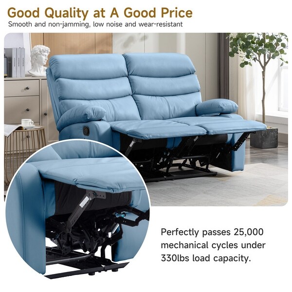 Hzlagm Tech Leather 2-Seater Manual Recliner, Reclining