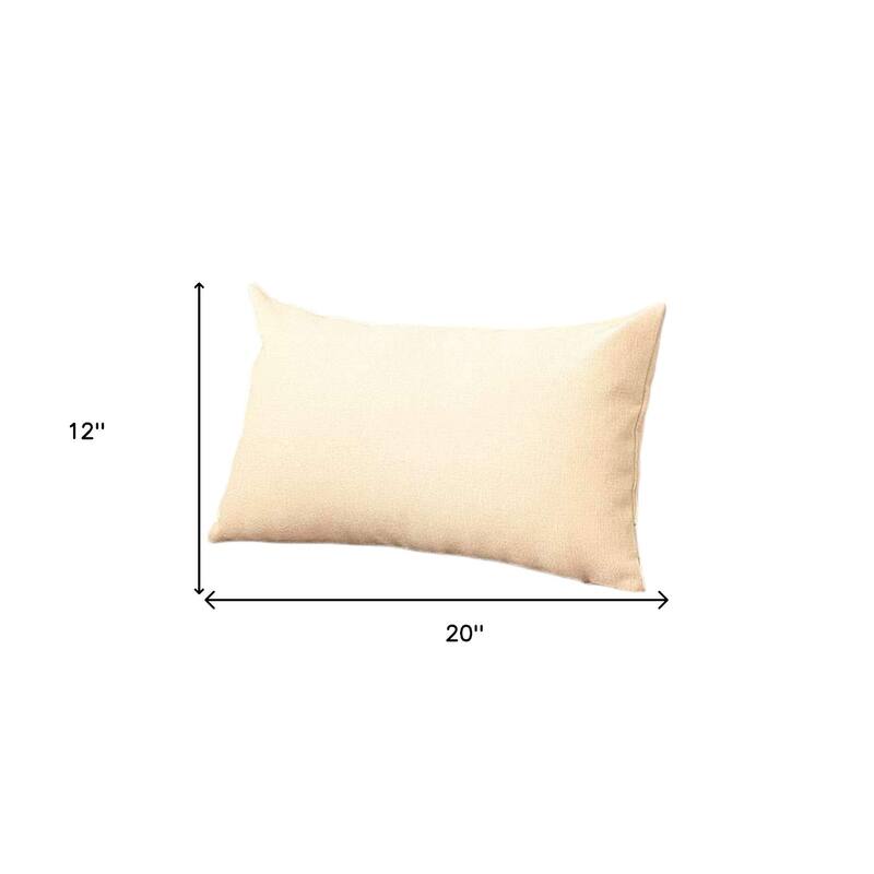 Set of Four 12" X 20" Ivory Fabric Lumbar Throw Pillows
