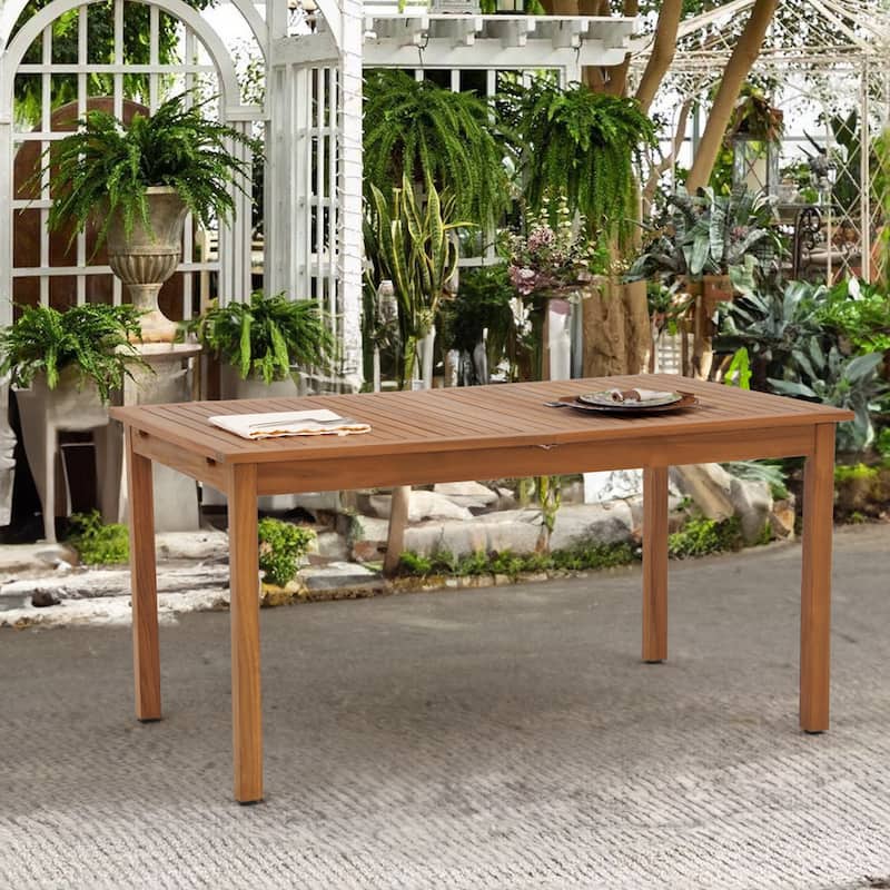 Outdoor Expandable Acacia Wood Dining Table - Natural