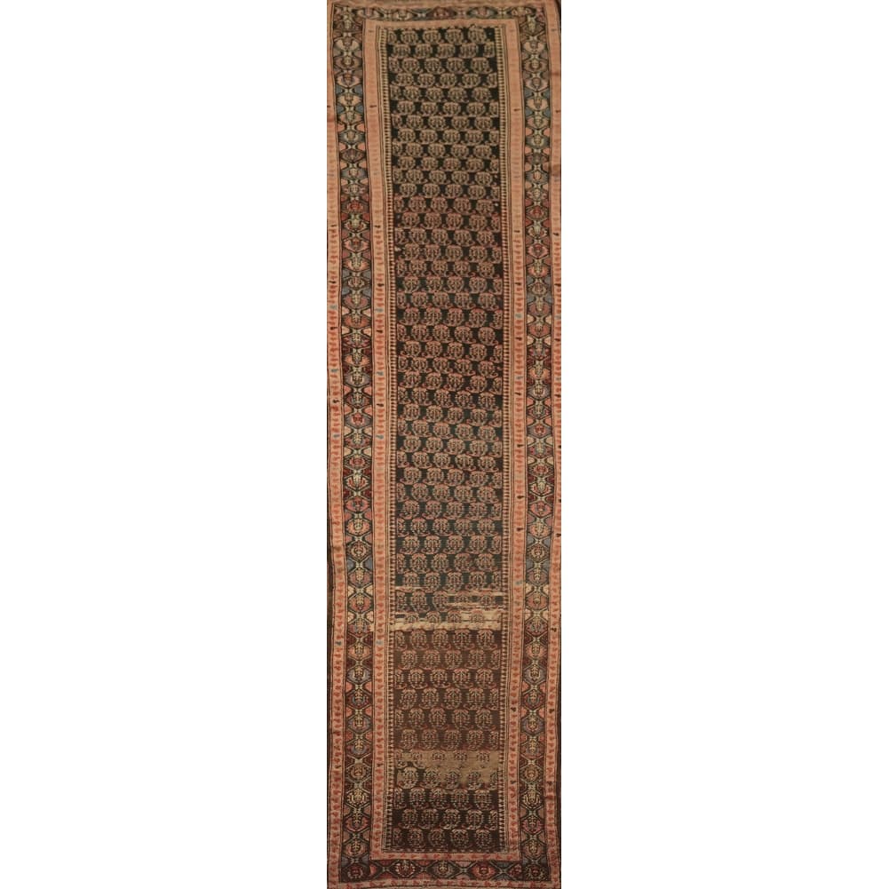 Hand Knotted Oriental 100% Wool Carpet Traditional Geometric Multi-Colored Sirjan Runner Rug - 15' 2'' X 3' 1''