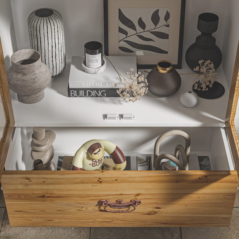 31.5"X70.9" Curio Cabinet Buffet Pantry Diplay Cabinet Acrylic Door