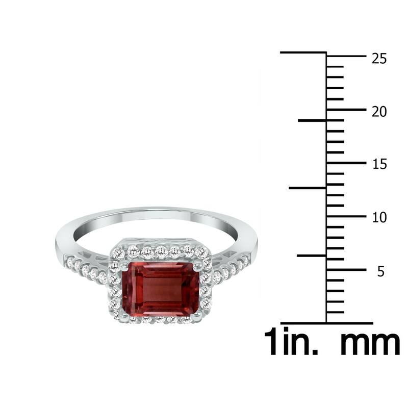Marquee Jewels 2 1/2 Carat TW Emerald Cut Garnet Diamond Ring in 10K White Gold