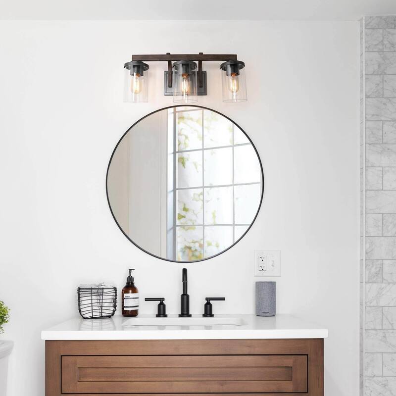 Farmhouse 3/4-Light Bathroom Vanity Light Cylinder Glass Wall sconces